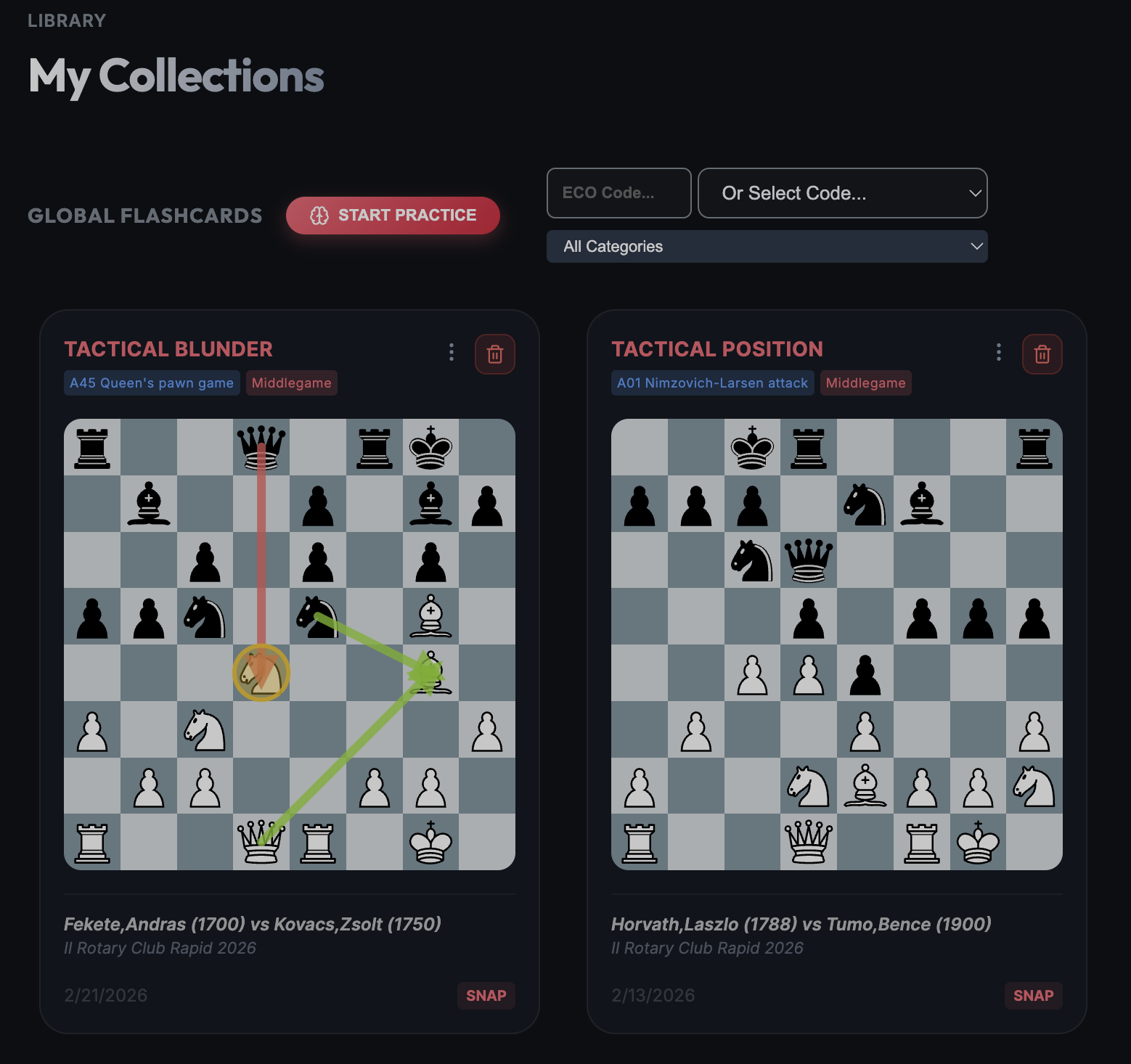 macbase Repertoire — flashcard clips and positions